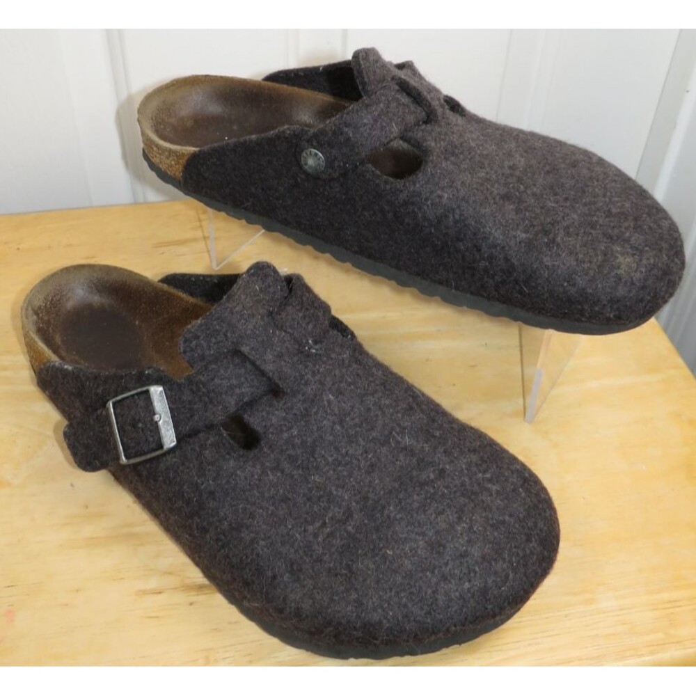 Birkenstock Boston Anthracite Grey Wool Clogs Men's Size EU 44/US 11